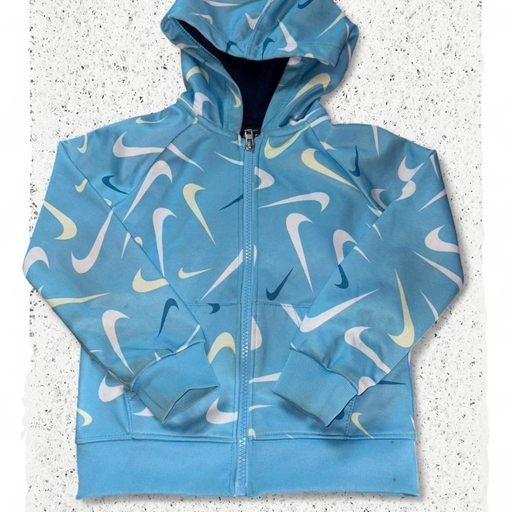 Nike Kids Light Blue Swoosh Hoodie - Picture 1 of 5